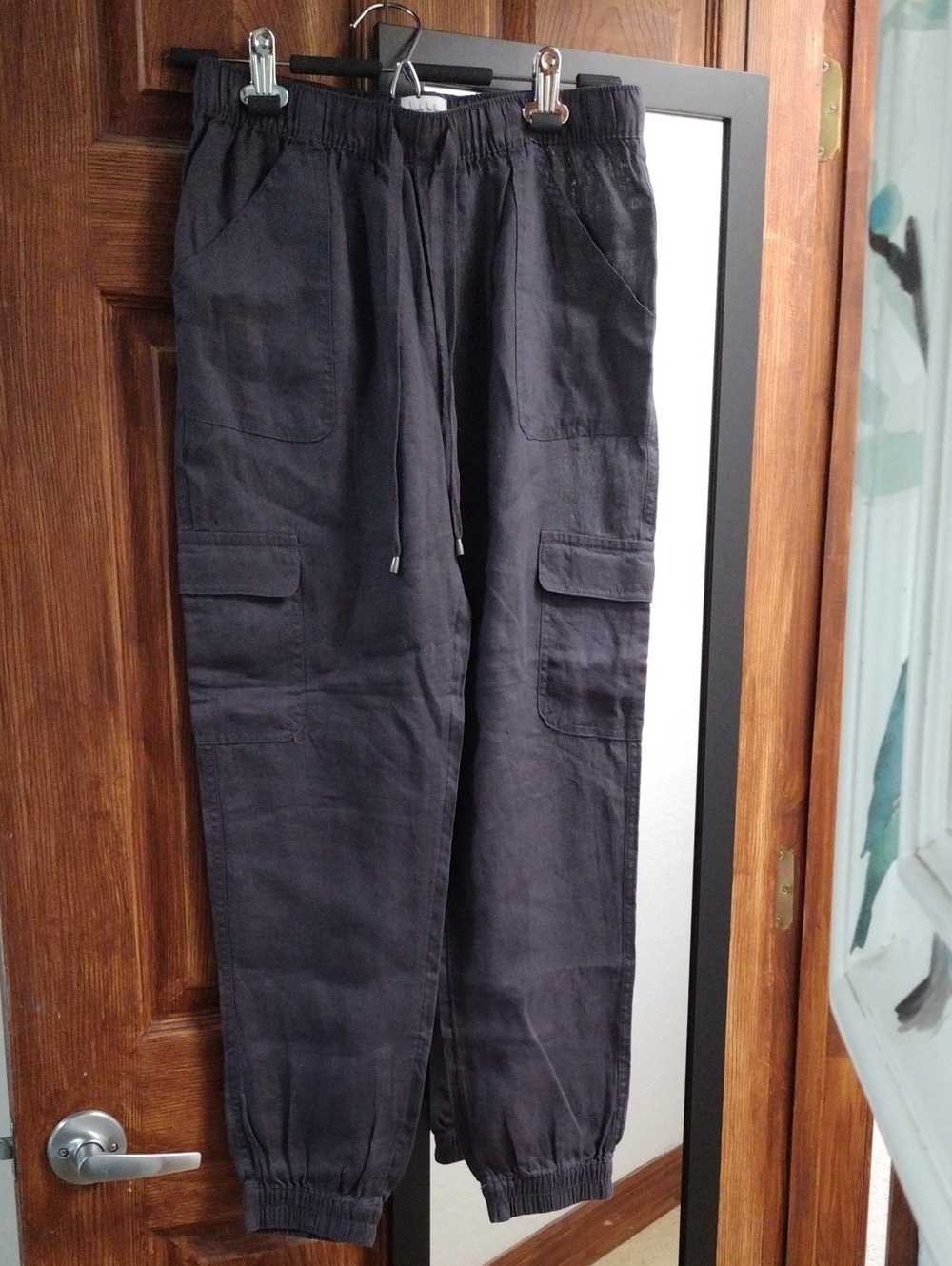 Men's Dark Gray Cargo Jogger Pants - Elastic Waist & Cuffs
